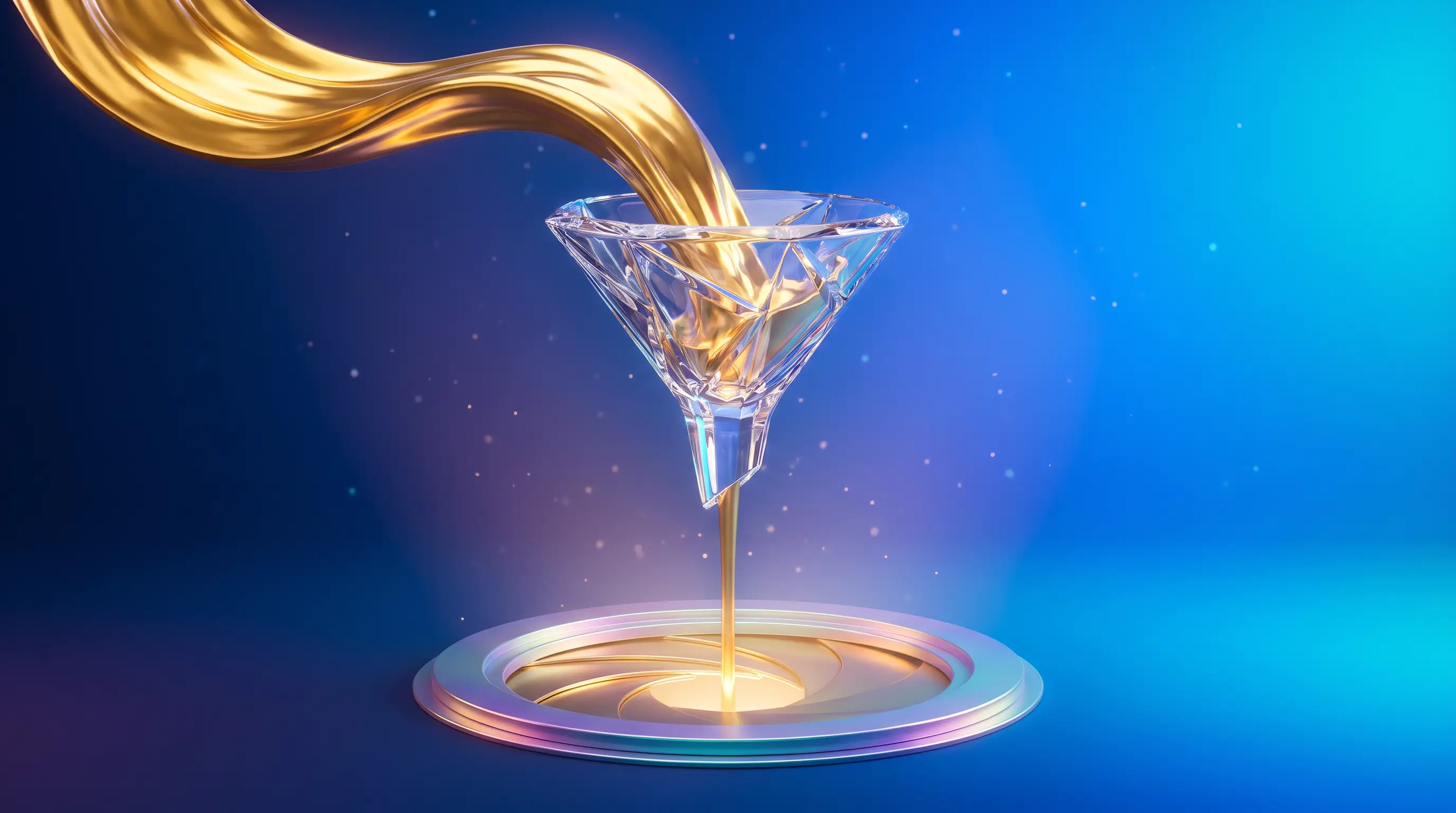Molten gold refined through a crystal funnel into a thin stream that opens a glowing aperture, commission income qualifying for health insurance subsidies