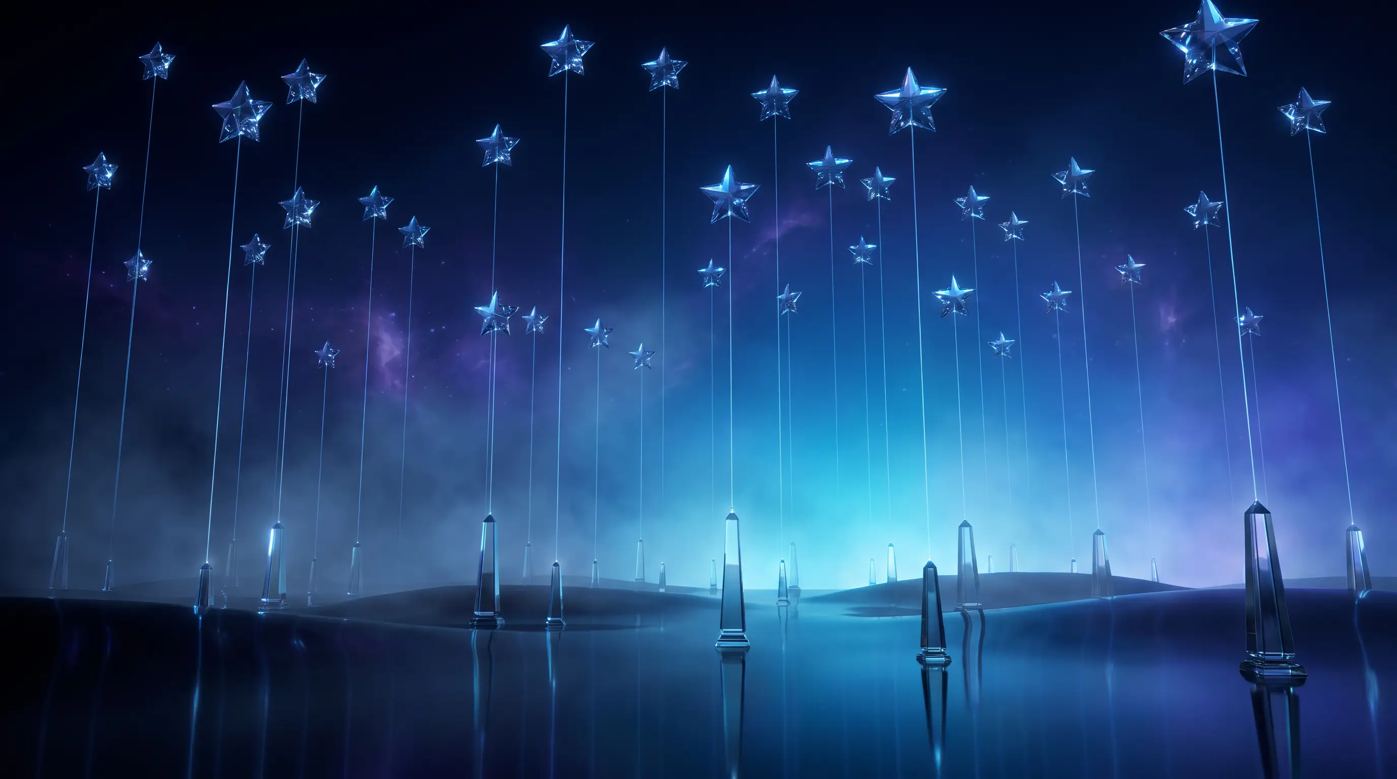 Scattered glass stars linking themselves by light threads to one independent beacon, gig worker health insurance beyond the platforms