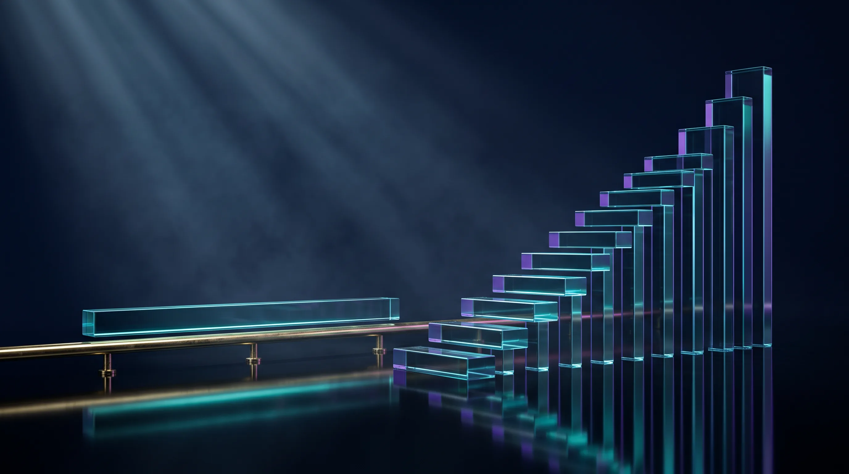 A single uniform glass bar beside a rising staircase of graduated bars carrying equal total light, composite rate compared with age-banded rate