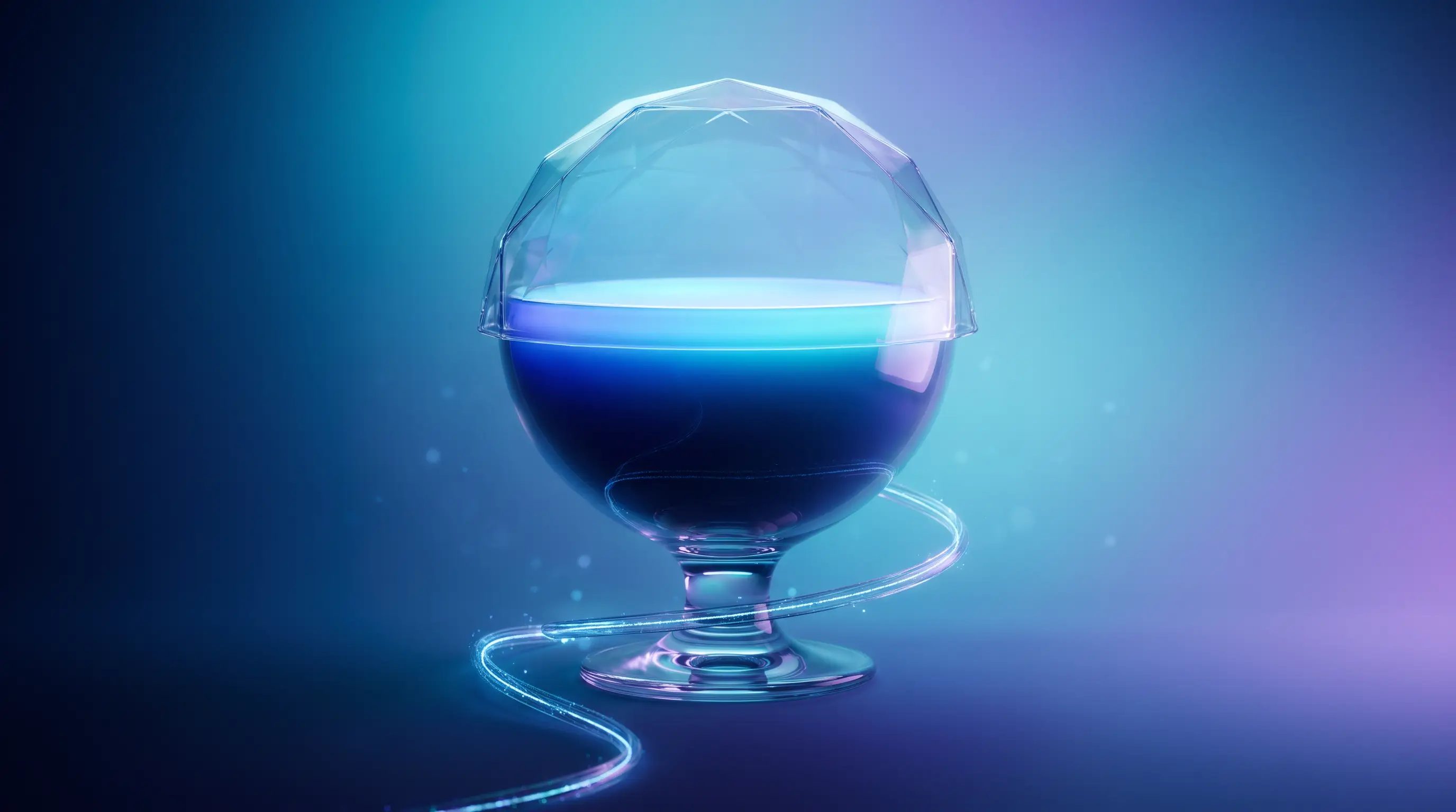 A domed glass reservoir with a level plane of light and a surplus stream returning from its base, how a level-funded health plan works