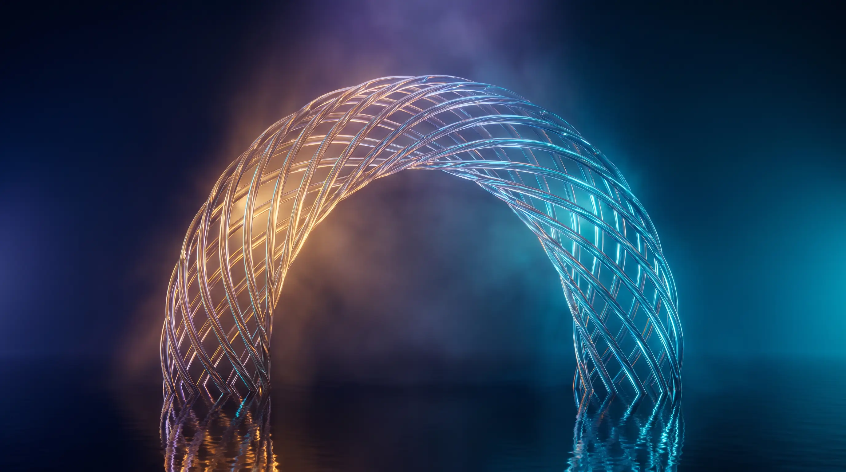 Two glass lattices interweaving into one load-bearing arch, the shared employer roles of co-employment